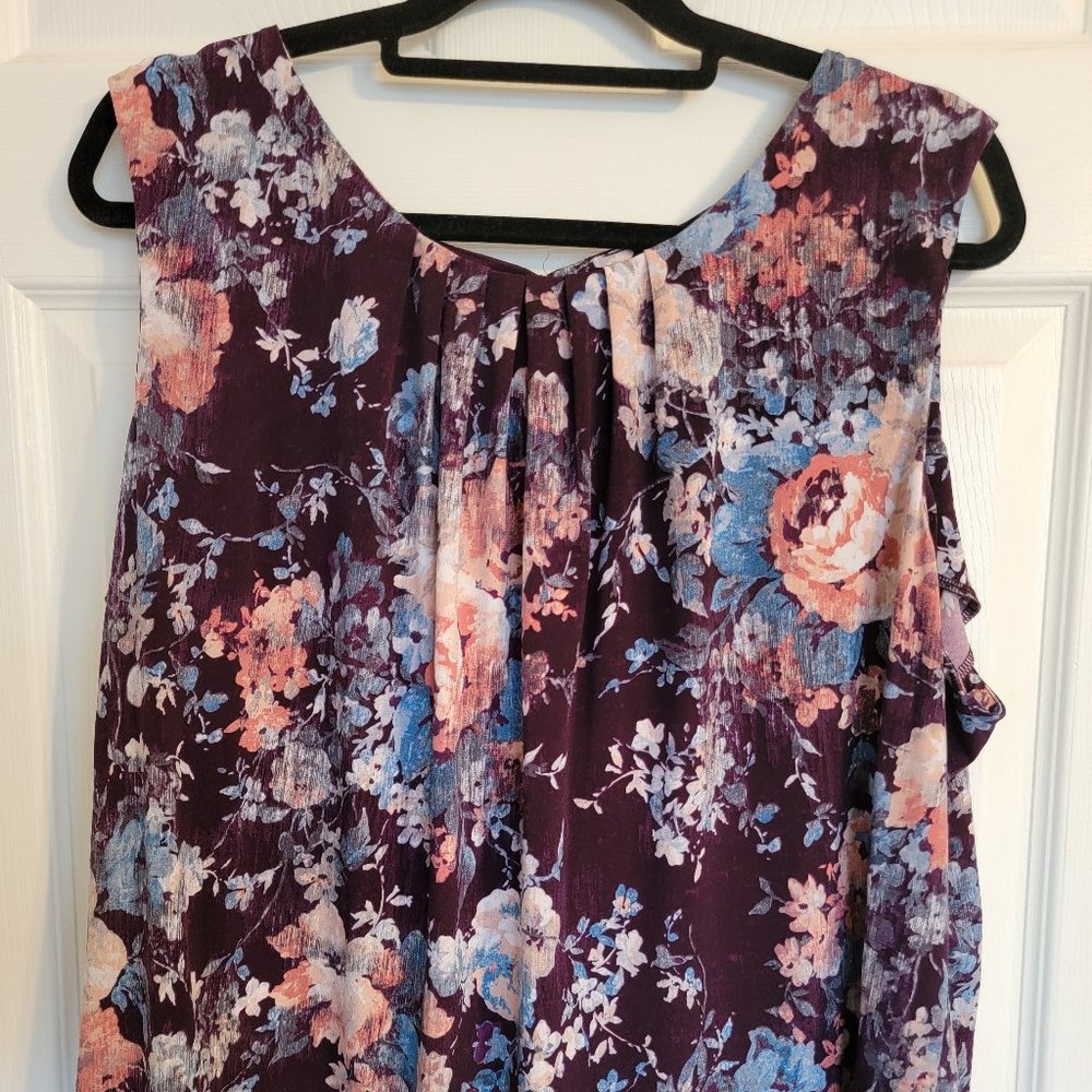 Plus Size 3x Calvin Klein Shell - Purple Floral, Sleeveless